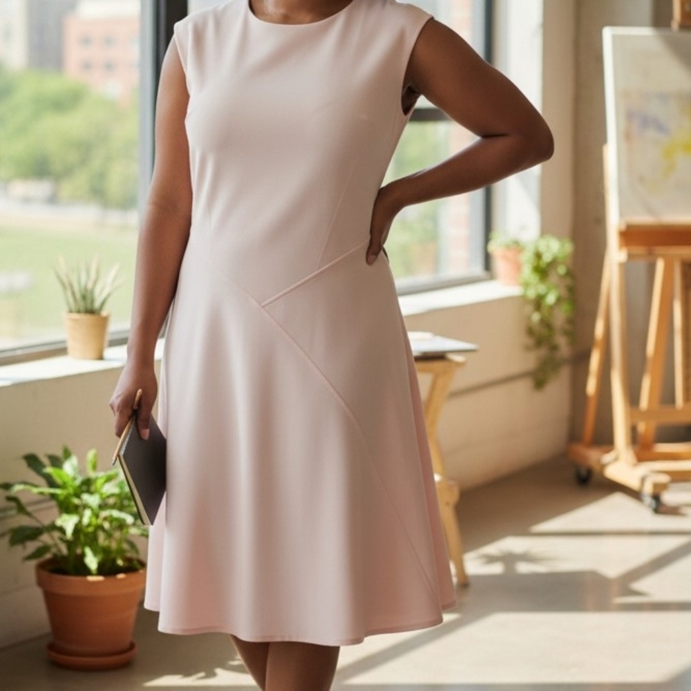 Calvin Klein Scuba Fit And Flare Dress